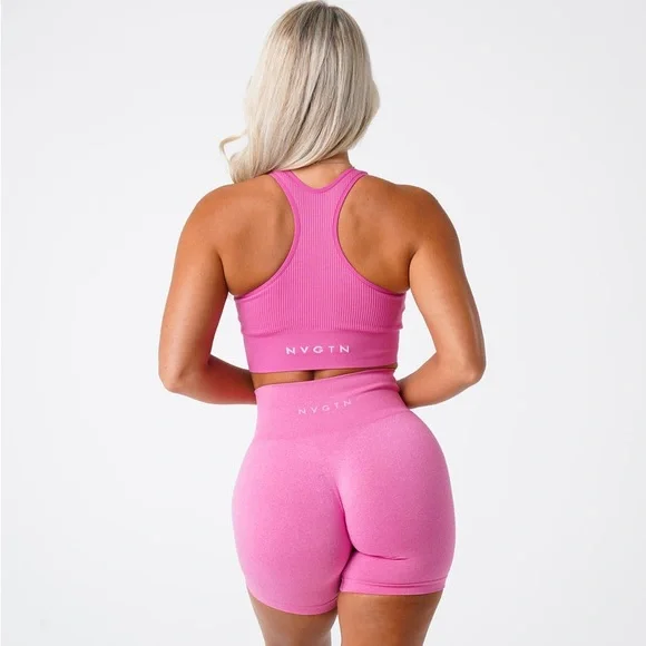 NVGTN Cinched Seamless Bra in Bubble Gum Pink - Size XL - Picture 2 of 7